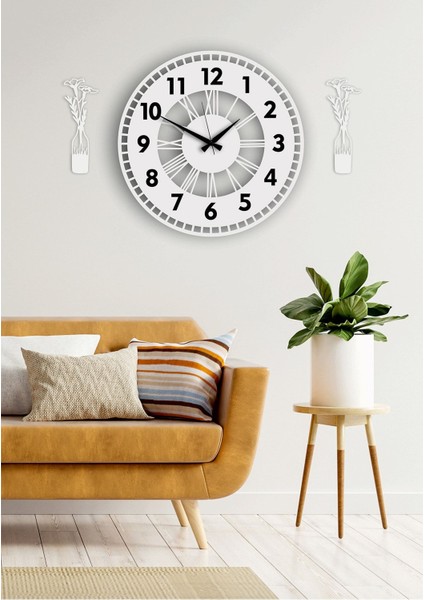 Dekoratif Duvar Saati Vazo Tablo