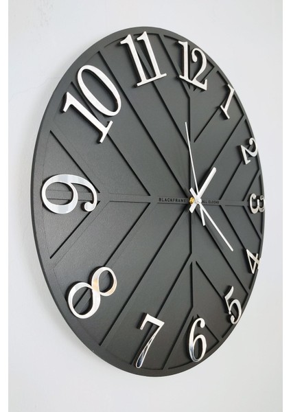 - Diagonal Lines - Siyah & Gümüş - 50CM Duvar Saati fırsatları