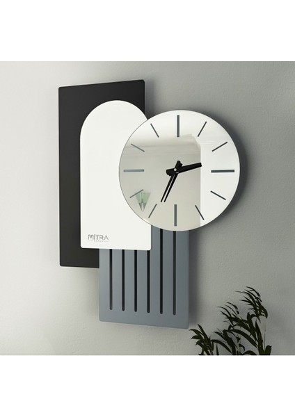 Dekoratif Tasarım Renkli Ahşap & Aynalı Pleksi Duvar Saati