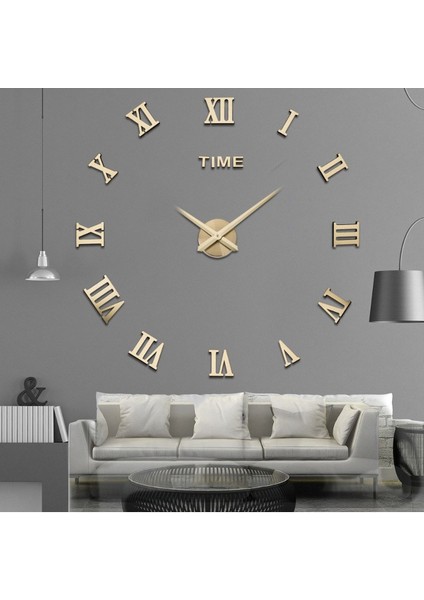 Büyük Boy 3D Duvar Saati Büyük 3D Roma Rakamlı Duvar Saati (Gold) fiyatları