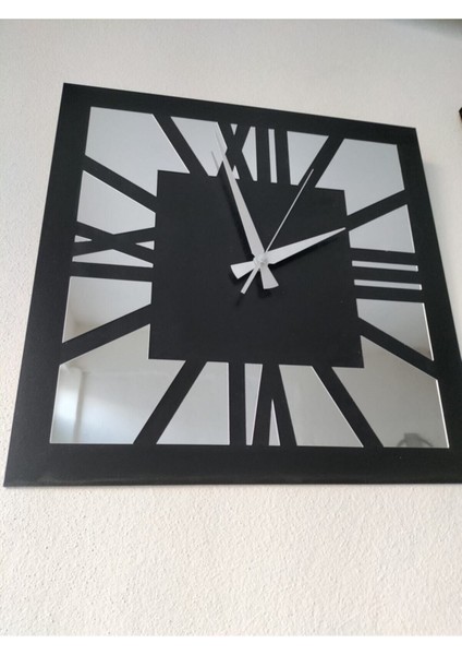 Roma Rakamlı Modern &amp Şık Tasarım Mdf Üzeri Gümüş Renk Aynalı Pleksi 3lü Duvar Saat Seti fiyatları