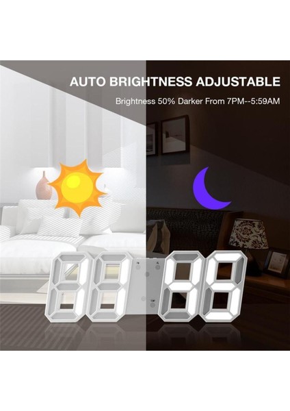 Beyaz LED Dijital Dekoratif Masa Veya Duvar Saati indirimleri