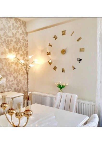Büyük Boy 3D Duvar Saati Roma Rakamlı Duvar Saati Gold fiyatları