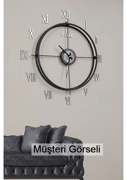 Roma Rakamlı Iskandinav 80 cm Siyah, Özel Tasarım Dekoratif Metal Duvar Saati fiyatları