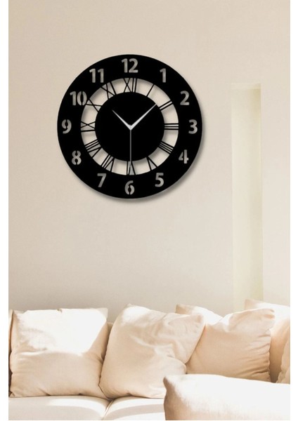 Siyah Ahşap Yuvarlak Roma Rakamlı Duvar Saati Salon Oturma Yatak Odası Ofis Için 40X40 Duvar Dekoru modelleri