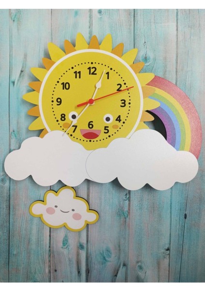 Sallanan Sarkaçlı Ahşap Bulut Çocuk Odası Duvar Saati fiyatları