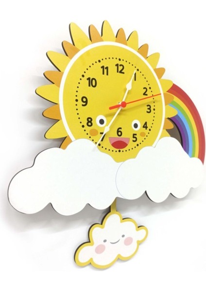 Sallanan Sarkaçlı Ahşap Bulut Çocuk Odası Duvar Saati fırsatları