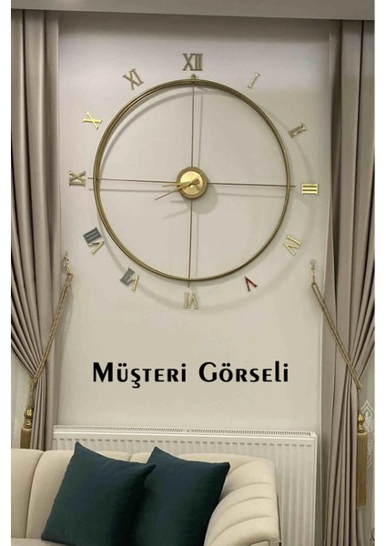 Roma Rakamlı Iskandinav 100 cm Gold, Özel Tasarım Dekoratif Metal Duvar Saati