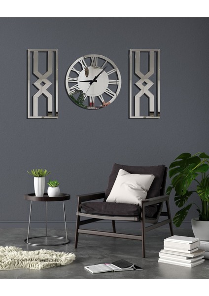 3'lü Kum Saati Dekoratif Duvar Saati Tablo Saat (Gümüş) fırsatları