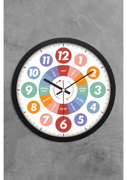 Öğretici Çocuklar Için Eğitici Duvar Saati 30 cm Akar Saniye Seesiz Mekanizma