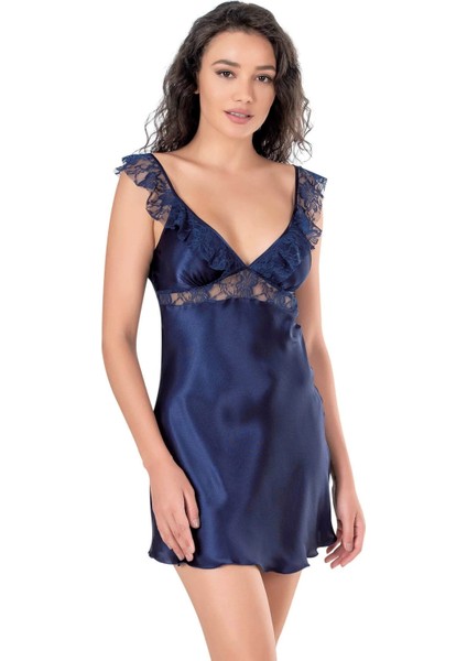 Lacivert Kısa Saten Gecelik fiyatları