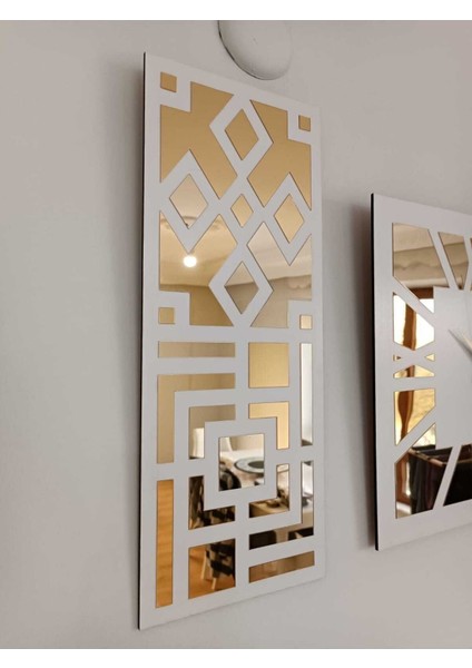 6 mm Roma Rakamlı Modern & Şık Tasarım Beyaz Mdf Üzeri Gold Renk Aynalı Pleksi 3lü Duvar Saat Seti modelleri