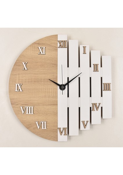 Ahşap Lazer Kesim Roma Rakamlı Duvar Saati 43 cm - Roma Rakamlı Ritim modelleri