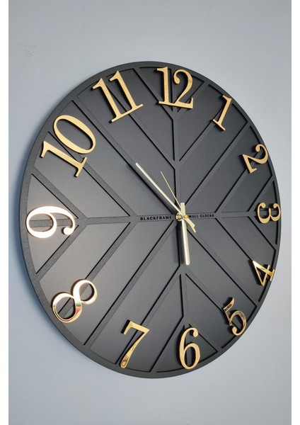 - Diagonal Lines - Siyah & Gold - 50CM Duvar Saati modelleri