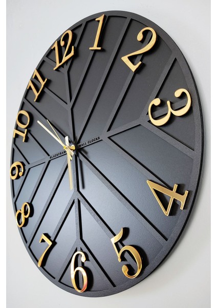 - Diagonal Lines - Siyah & Gold - 50CM Duvar Saati fırsatları