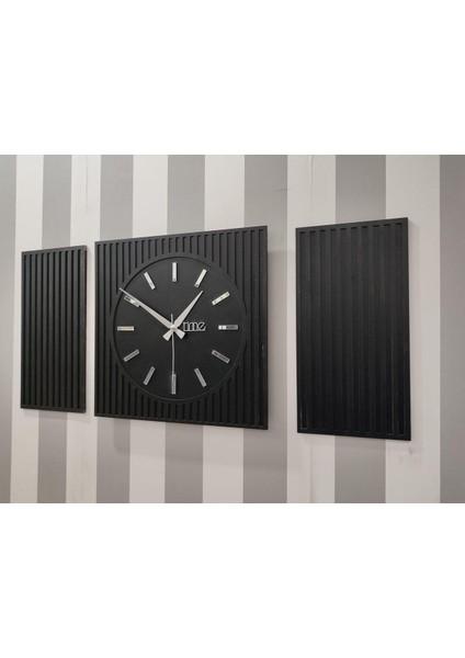 Time Collection Rayon Black 3 Parça Kare Duvar Saat, (Siyah) fırsatları