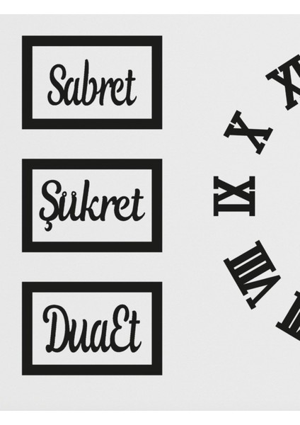 3D Roma Rakamlı Saat ve Sabret Şükret Dua Et Allah Muhammed Vav Uv Pano Set (Beyazaltın) fiyatları