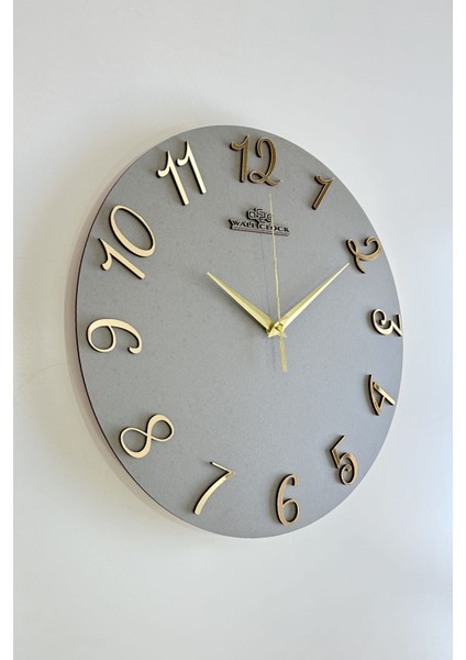 Dekoratif Aynalı Plexiglass Türkçe Rakam Duvar Saati Sessiz Mekanizma 37X.37CM ( Antrasit-Gold )