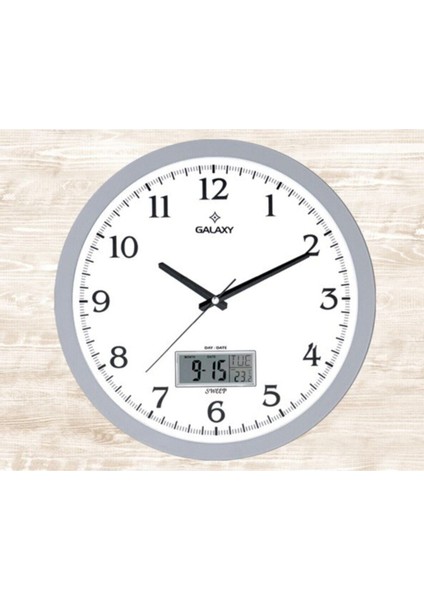 Gri Premium Dijital Duvar Saati 35 cm