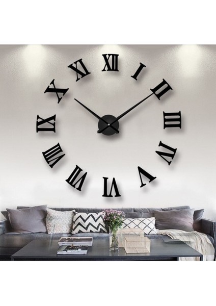 Kopya - Dekoratif Ahşap 3D Roma Rakamlı Duvar Saati Büyük Boy