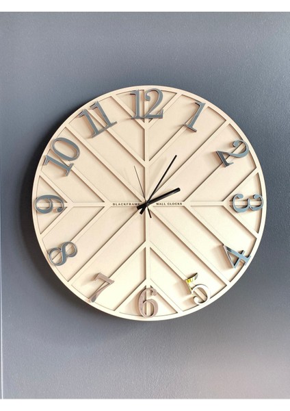Diagonal Lines - Krem & Gümüş - 50CM Duvar Saati fiyatları