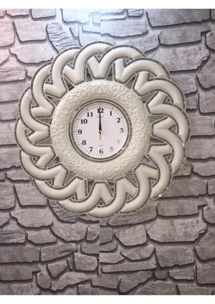 Büyük Boy Modern Salon Tipi Taşlı Duvar Saati ( Yeni Model )
