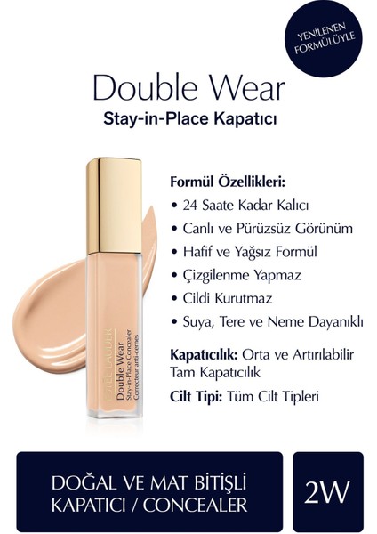 Kapatıcı - Double Wear Stay-in-Place Concealer - Renk: 2W Light/Medium (Warm) 12ml