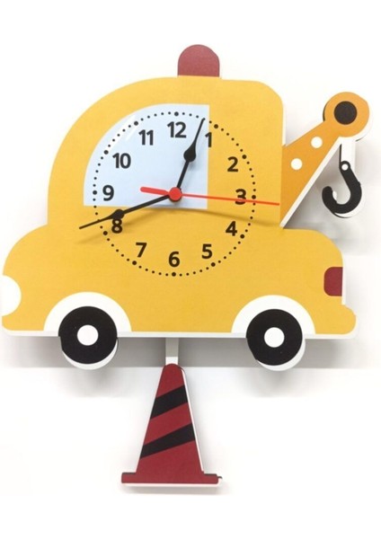 Sallanan Sarkaçlı Ahşap Araba Çocuk Odası Duvar Saati