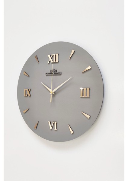 Özel Dekoratif Roma Rakamlı Aynalı Duvar Saati Antrasit & Gold Sessiz Mekanizma 37X37CM fırsatları