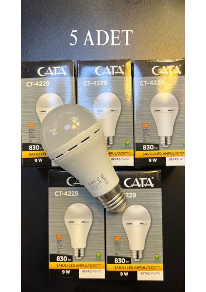 CT-4229 Şarjlı LED Ampul Beyaz 9W - 5'li Paket fiyatları