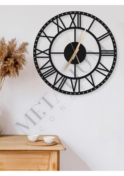 Dekoratif Roma Rakamlı Metal Duvar Saati 60X60CM