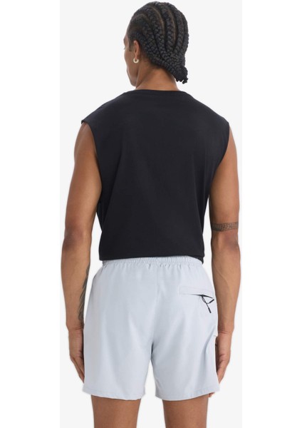 fit Baskılı Esnek Dokulu Kısa Boy Sporcu Deniz ŞORTU C5138AX25HS