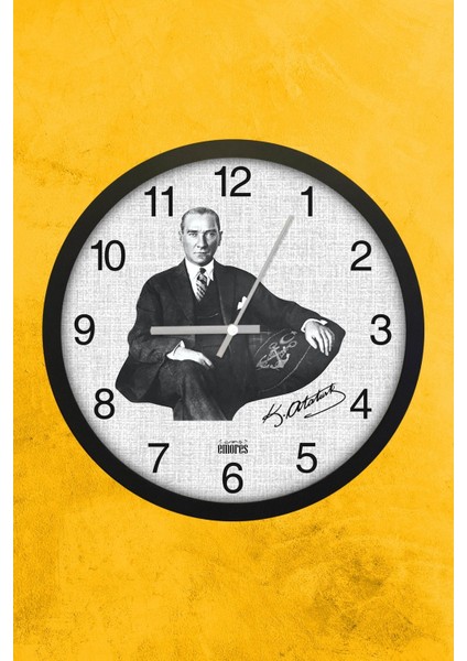 30 cm Gerçek Cam Sessiz Mekanizma Atatürk Duvar Saati