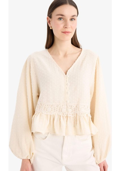Regular Fit Müslin Uzun Kollu Tunik D4397AX25SP fırsatları