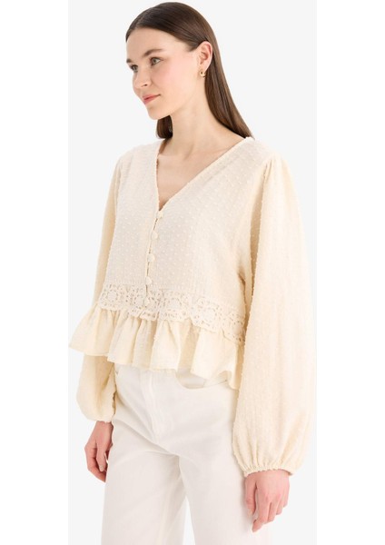 Regular Fit Müslin Uzun Kollu Tunik D4397AX25SP