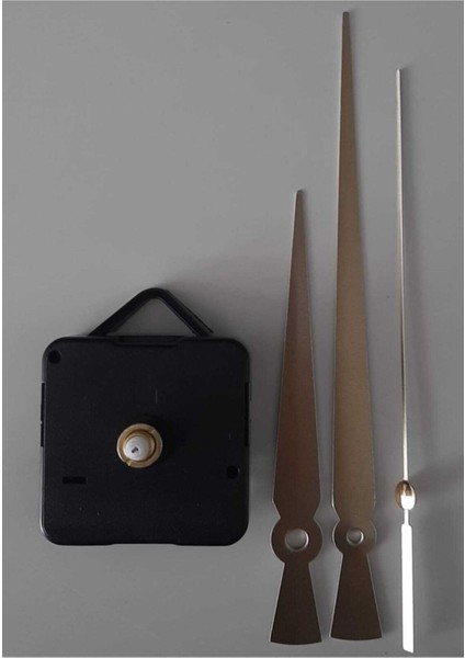 Askılı Sessiz Duvar Saati Mekanizması 16 mm Şaft Gold Metal 13 cm Akrep 15 cm Saniye 17 cm Yelkovan