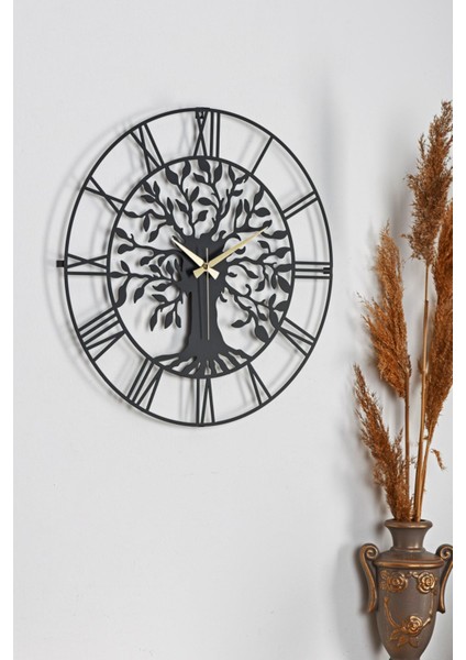 Duvar Saati 41CM Sessiz Siyah Metal Kasa Modern Şık Tasarım-Vita Yeni Koleksiyon 41 Siyah Mds-41