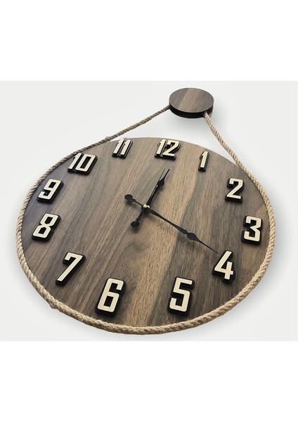 Gold Renk, Halatlı Dekoratif Ahşap,saat, Duvar Saat,duvar Saati,ahşap Saat,saat,wall Clock fiyatları