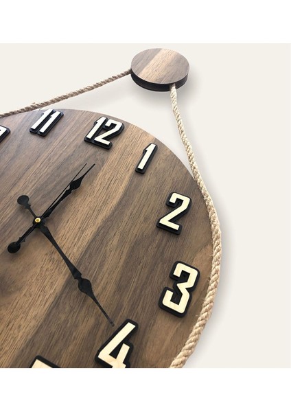 Gold Renk, Halatlı Dekoratif Ahşap,saat, Duvar Saat,duvar Saati,ahşap Saat,saat,wall Clock fırsatları