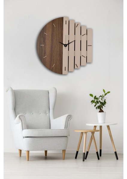 Dekoratif Ahşap Krem Duvar Saati 43 cm - Ritim modelleri