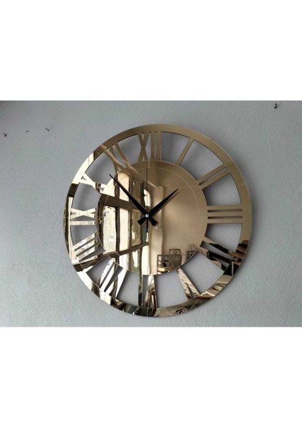 Mdf Üzeri Gold Aynalı Pleksi Roma Rakamlı Şık & Modern Dekoratif Duvar Saati 50X50 cm fiyatları