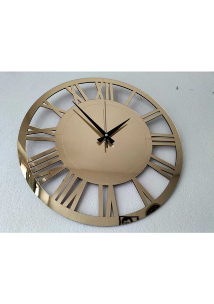 Mdf Üzeri Gold Aynalı Pleksi Roma Rakamlı Şık & Modern Dekoratif Duvar Saati 50X50 cm fırsatları