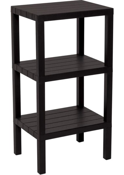 3 Raflı Siyah Modüler Ünite Plastik