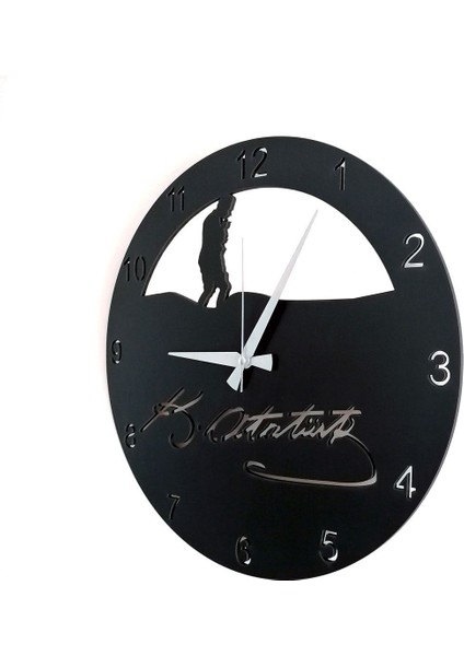 Dekoratif Siyah Ahşap Duvar Saati Kemal Atatürk Imzalı fiyatları