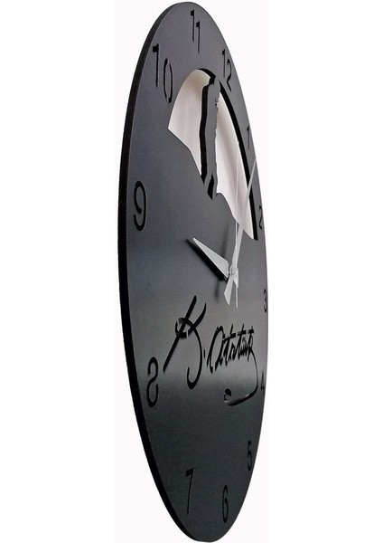 Dekoratif Siyah Ahşap Duvar Saati Kemal Atatürk Imzalı indirimleri