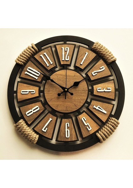Ahşap Halatlı Dekoratif Duvar Saati