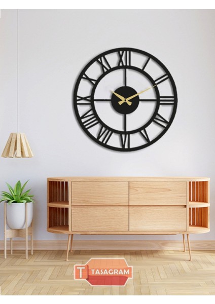 Roma Rakamlı Lazer Kesim Metal Duvar Saati