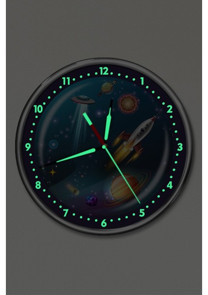 Premium Gece Parlayan Uzay ve Ufo Çocuk Odası Duvar Saati fiyatları