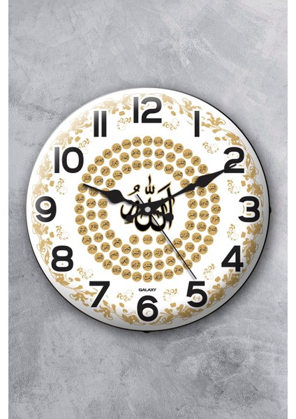 Dekoratif Gerçek Bombe Cam Sessiz Mekanizma Ayetli Duvar Saati 36 cm