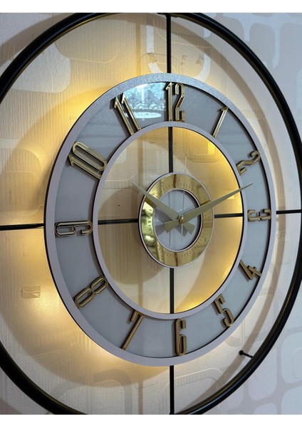 Metal Camlı Duvar Saati (60X80 cm Büyük Boy) Işıklı Gerçek Cam Duvar Saati Modern Tasarım fiyatları